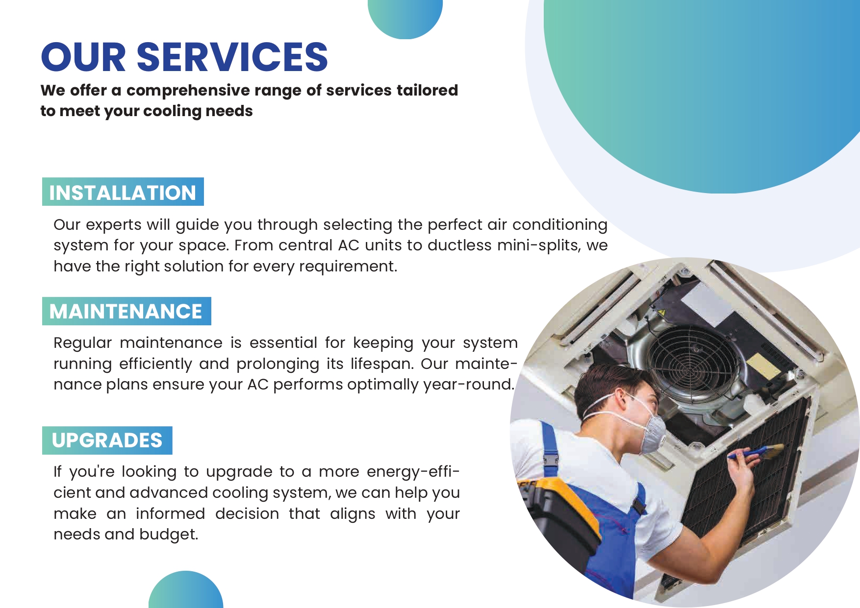 Our AC Services - Installation, Maintenance, Upgrades